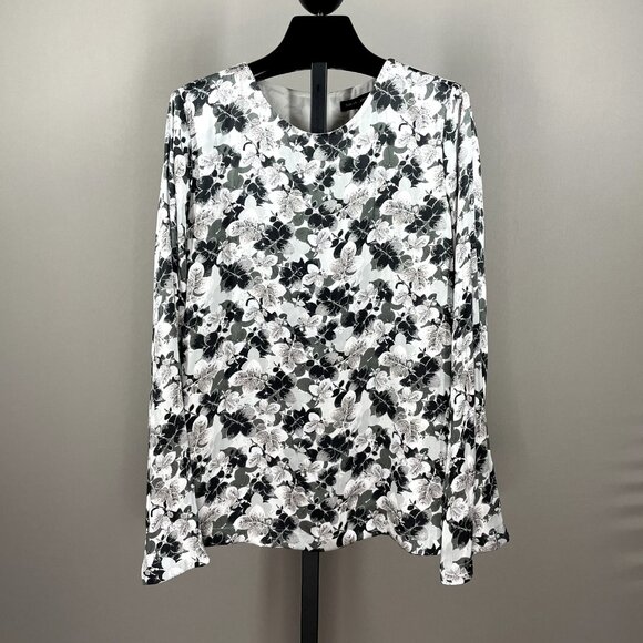 Banana Republic Tops - NEW Banana Republic Shirt Womens Medium tall black gray floral preppy